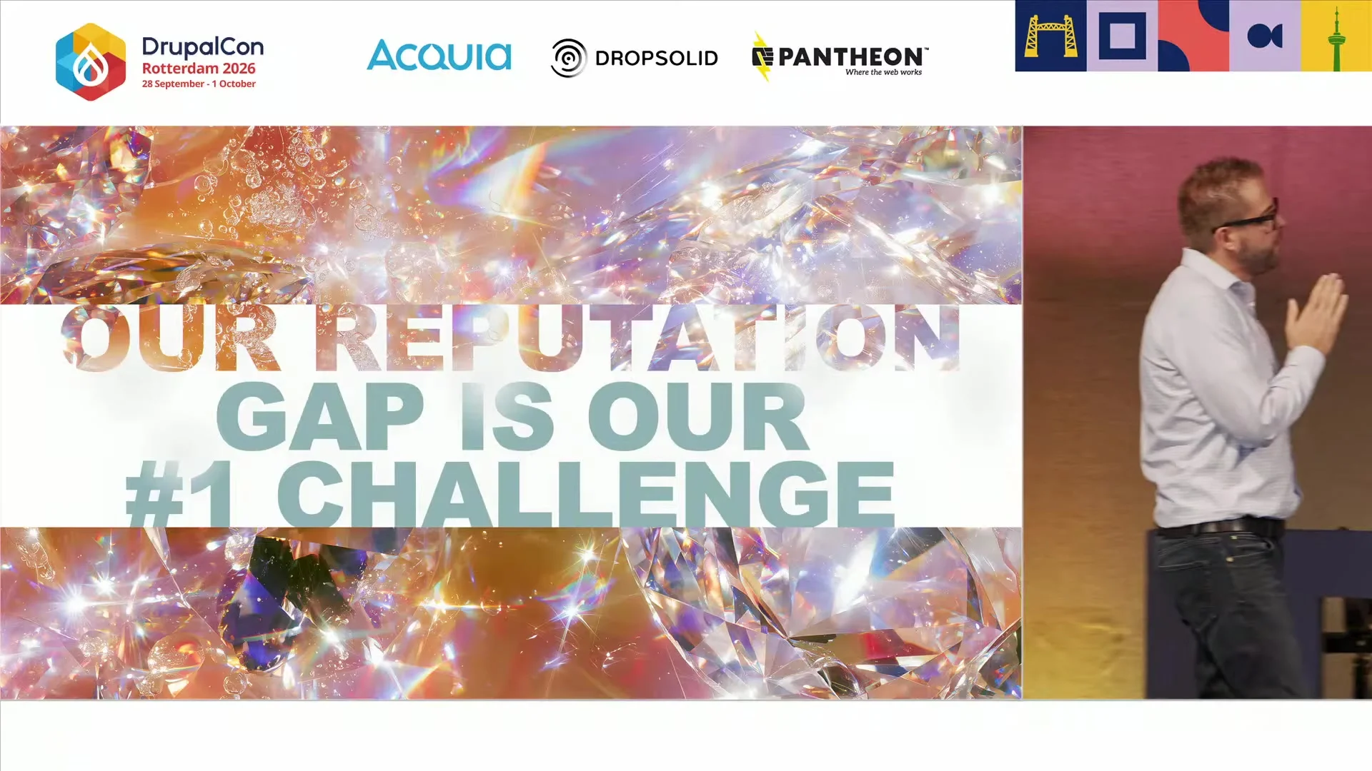 La slide del keynote: «Our reputation gap is our #1 challenge»