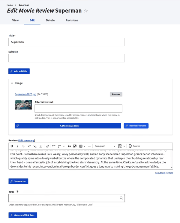 Drupal AI Form Widget Actions