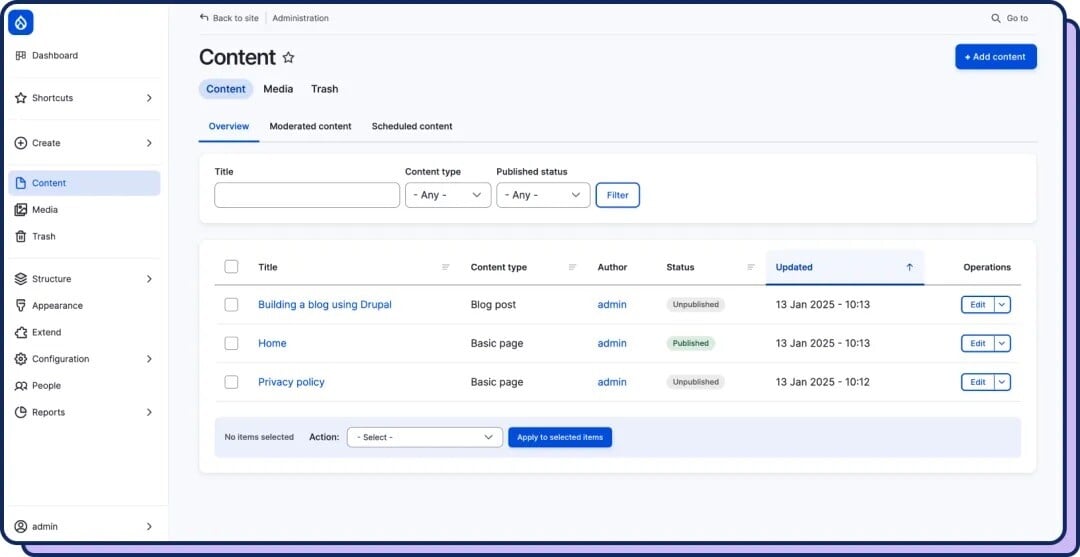 drupal cms modern-interface