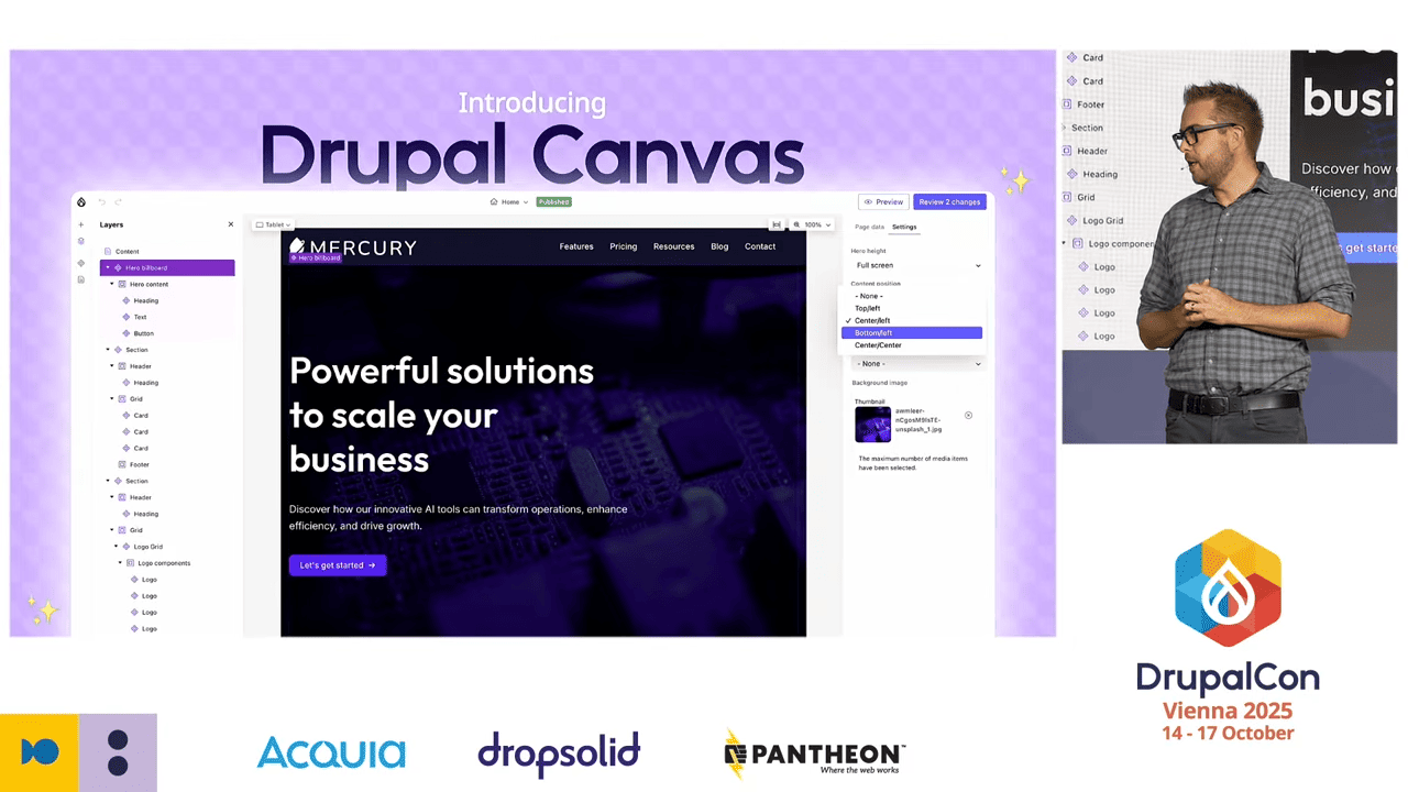 01  DrupalCon Vienna 2025 - Driesnote, Drupal Canvas