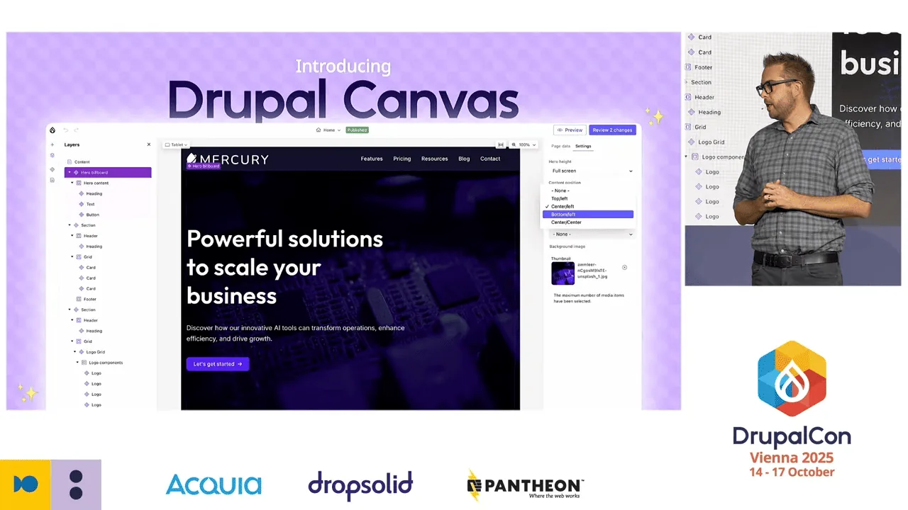 01 DrupalCon Vienna 2025 - Driesnote, Drupal Canvas