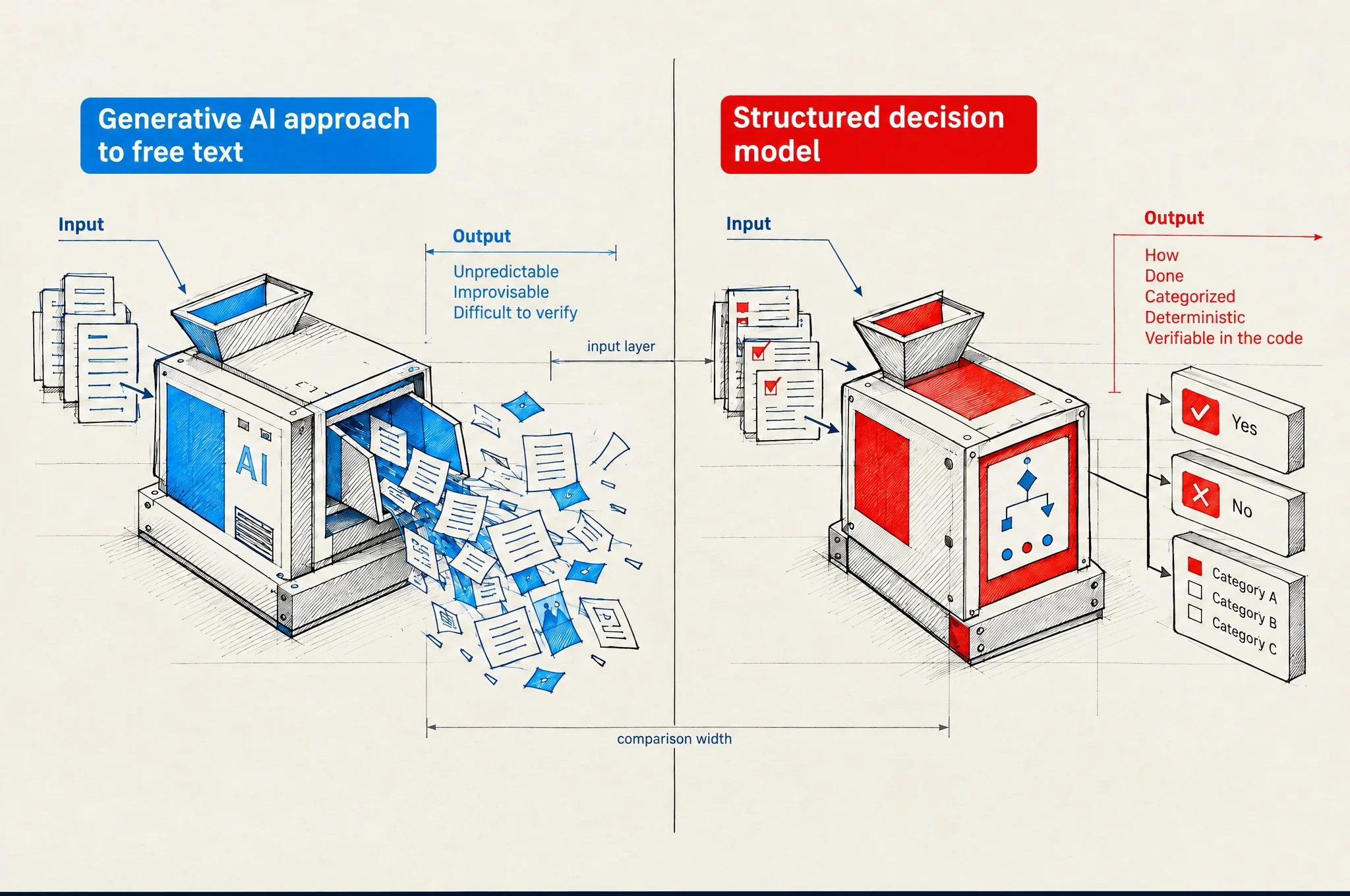 Comparison between Generative LLM and Decision Model