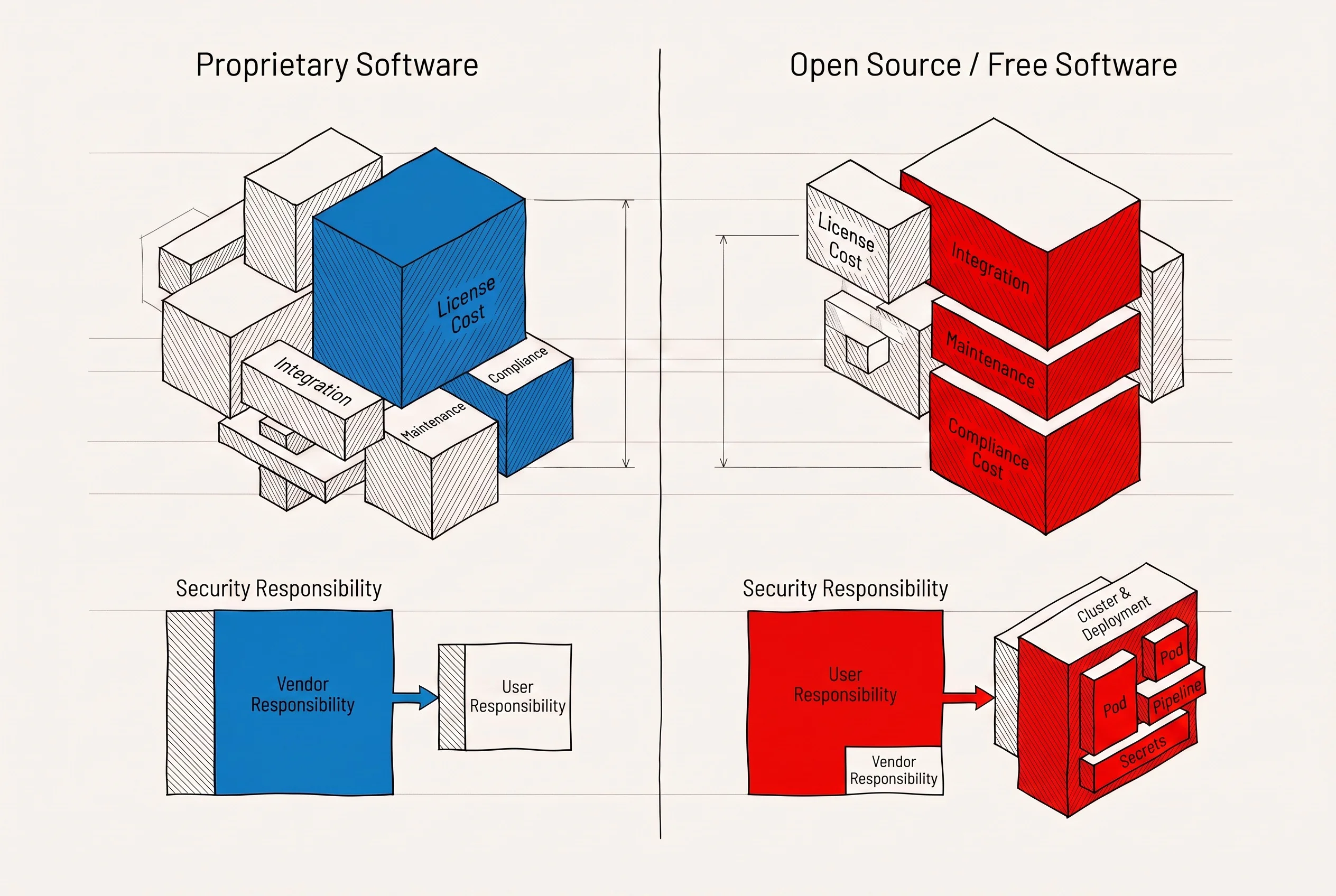 Distribution of costs and responsibilities in software