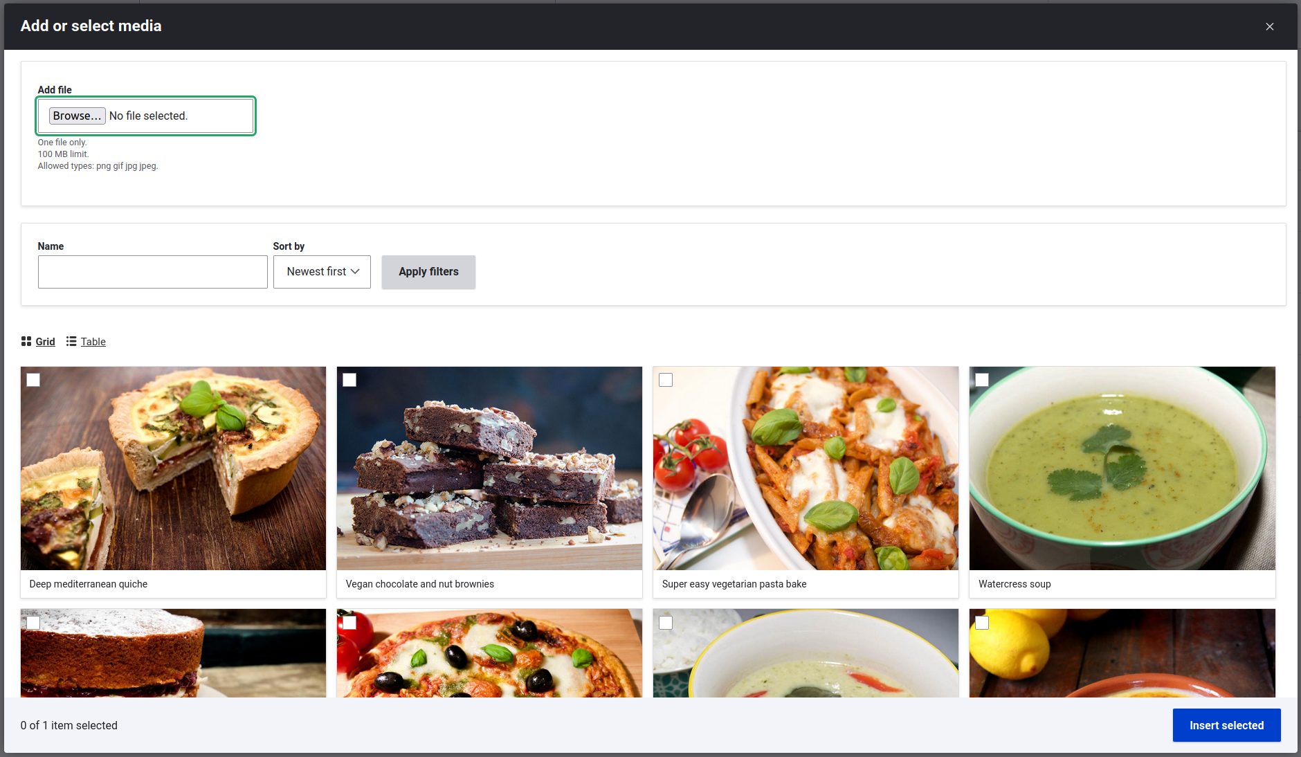 Media library WYSIWYG