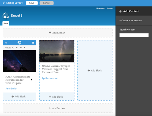 drupal 8 editing layout