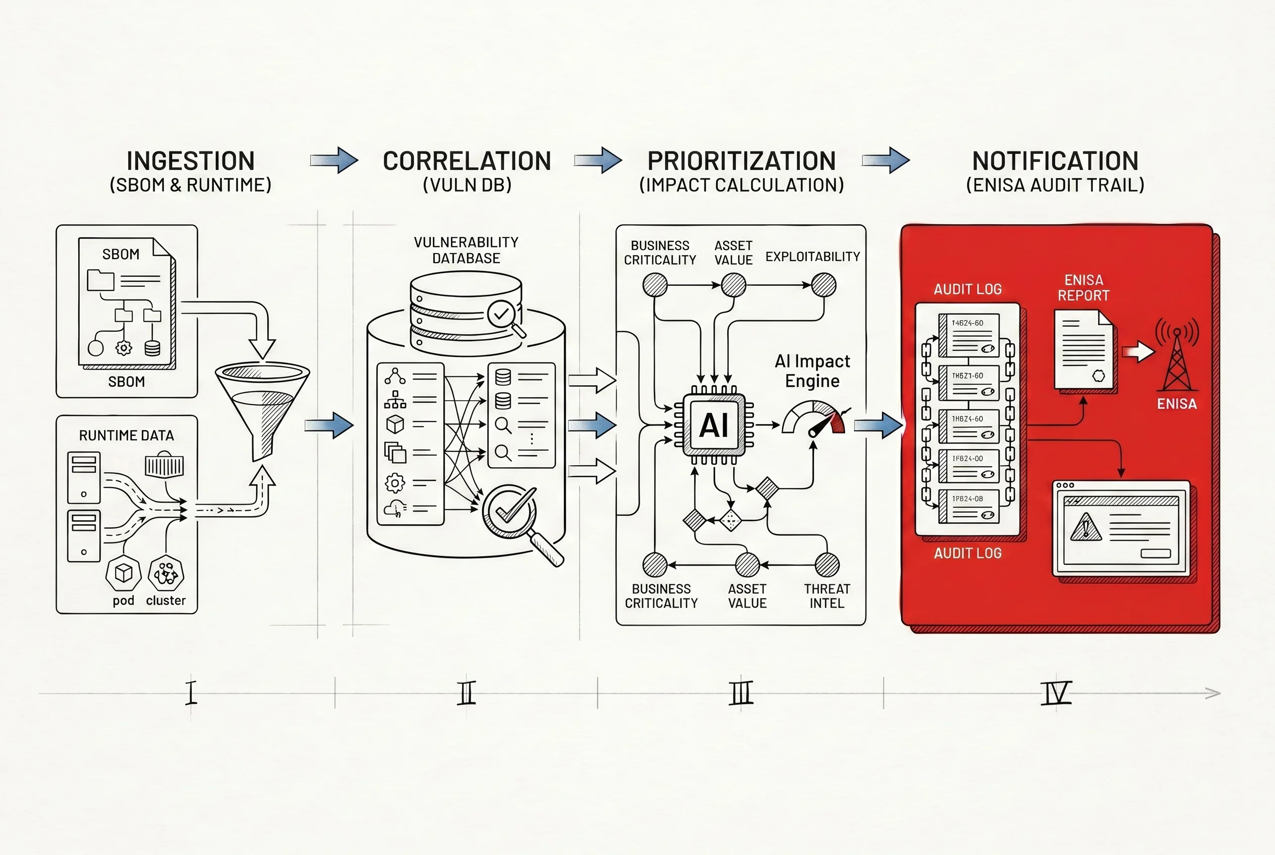 The 4-stage AI-driven continuous flow