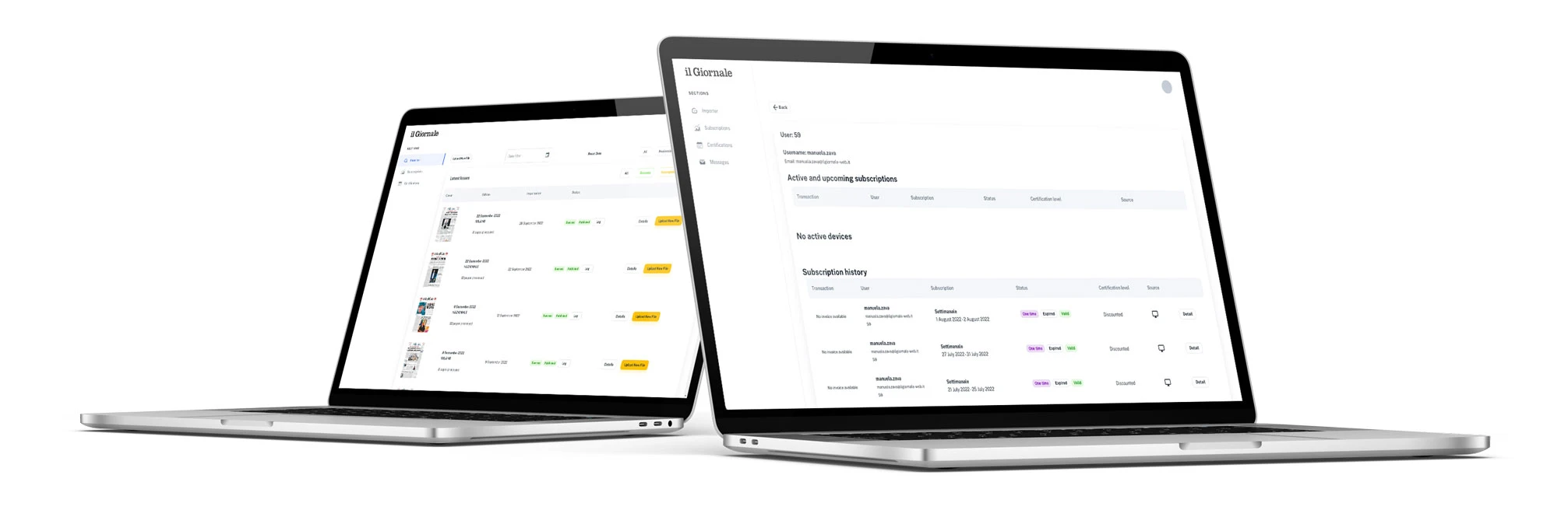 Il Giornale Dashboard