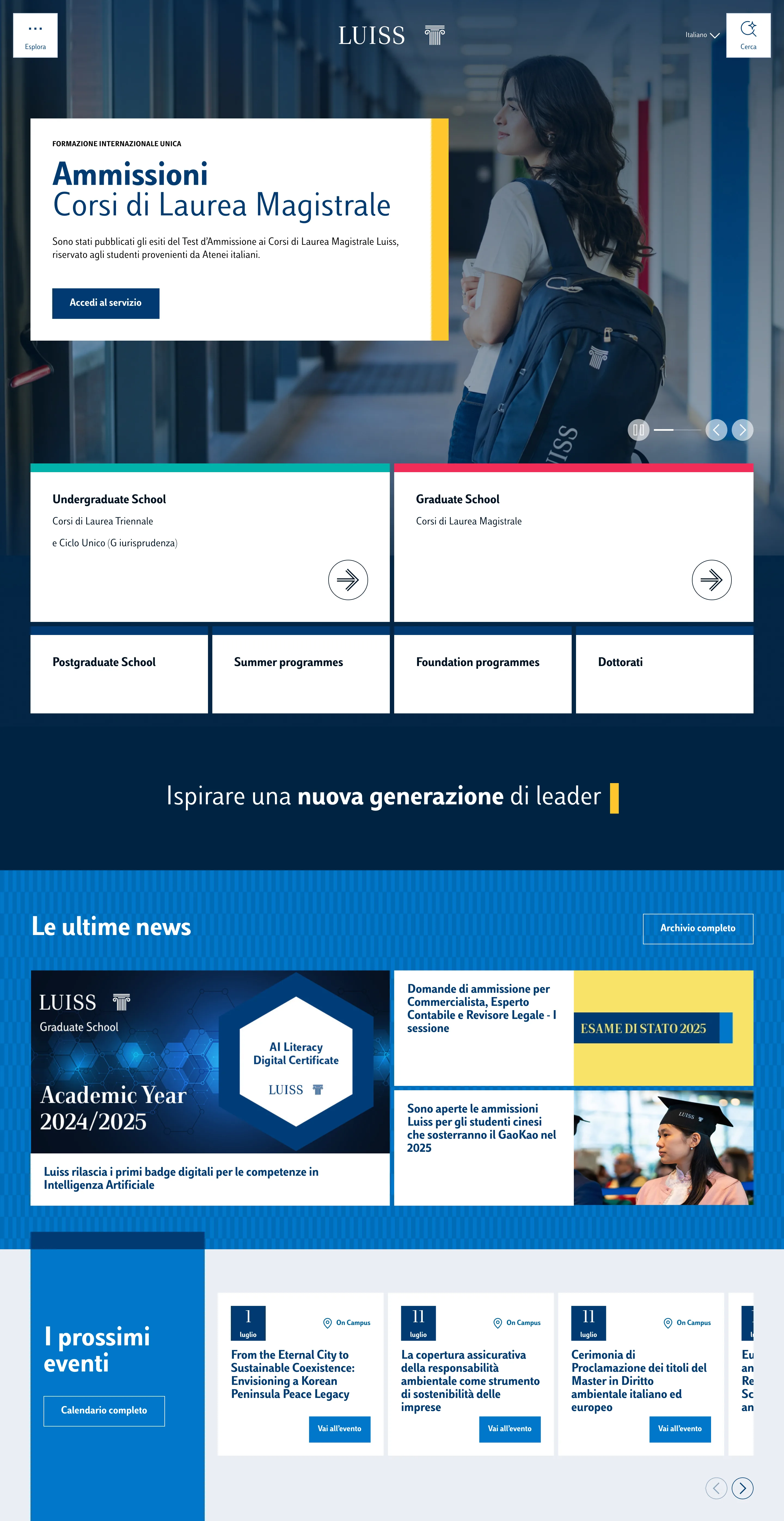 Homepage di luiss.it
