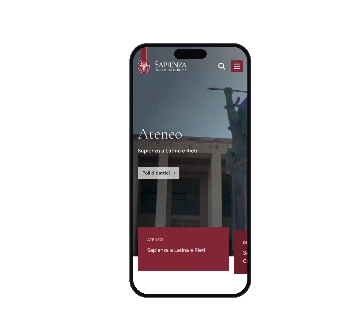 La homepage di uniroma1.it su mobile
