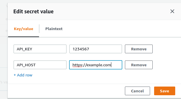 AWS Secrets Manager console