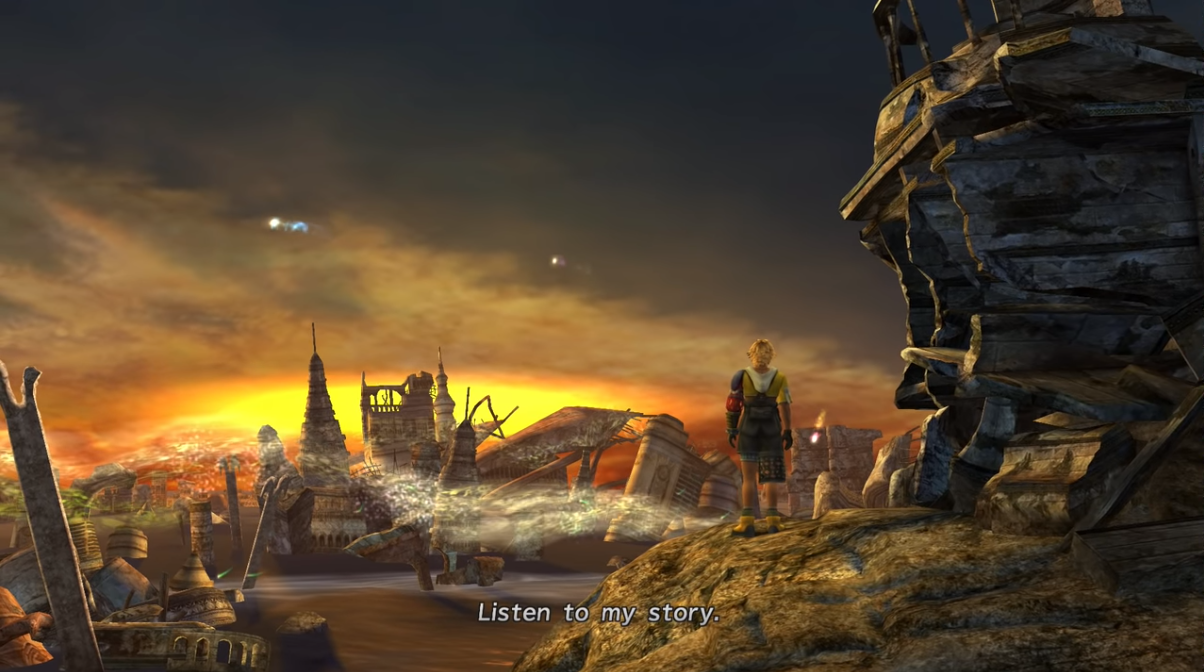 Tidus standing in front of Zanarkand ruins for the last time in Final Fantasy X