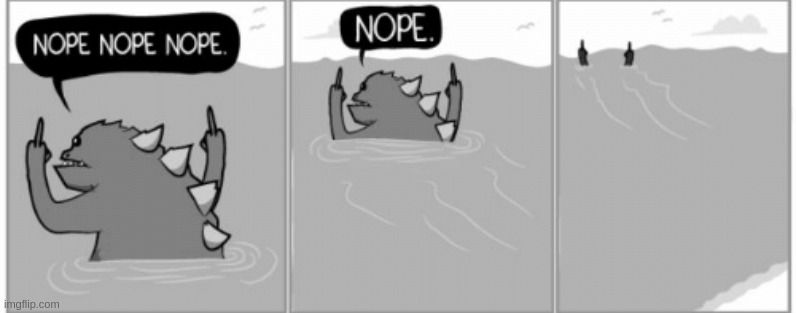 Godzilla returning to the sea saying nope