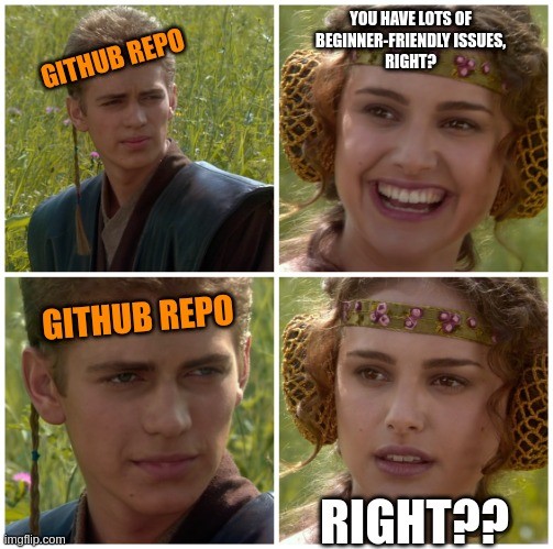 padme-dev asking anakin-github if it has beginner friendly prs