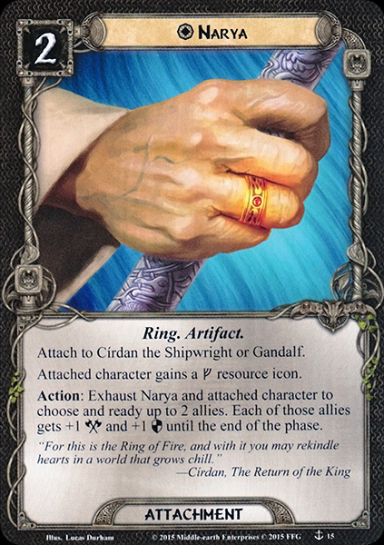 A TCG card showing the ring Narya