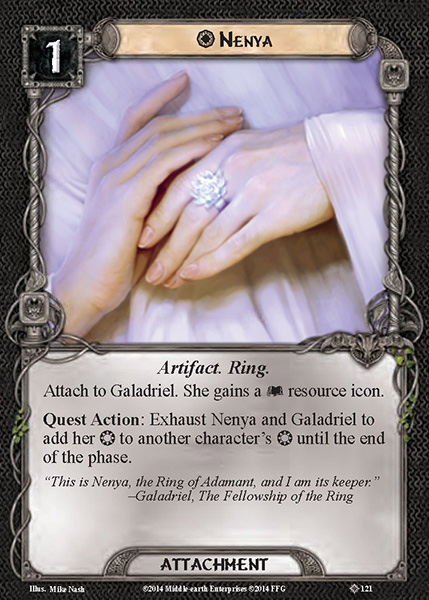 A TCG card showing the ring Nenya