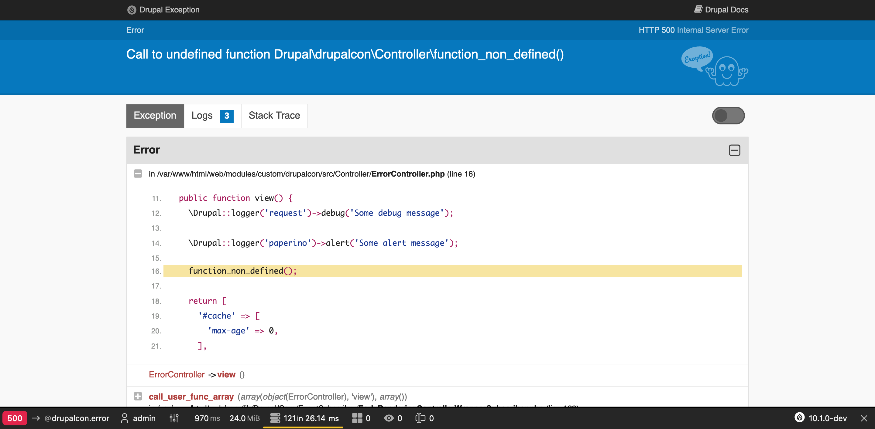 WebProfiler Error