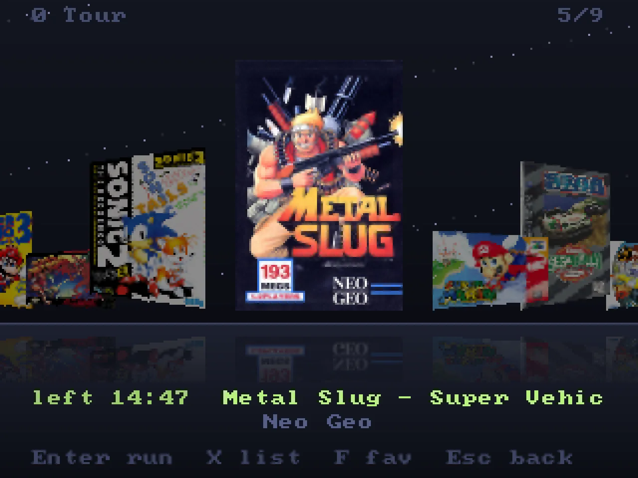 The cover flow of games on the television