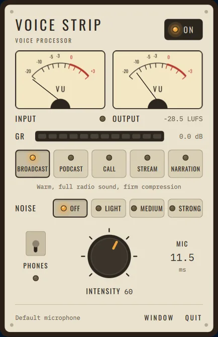 Voice Strip nel pannello di Omarchy